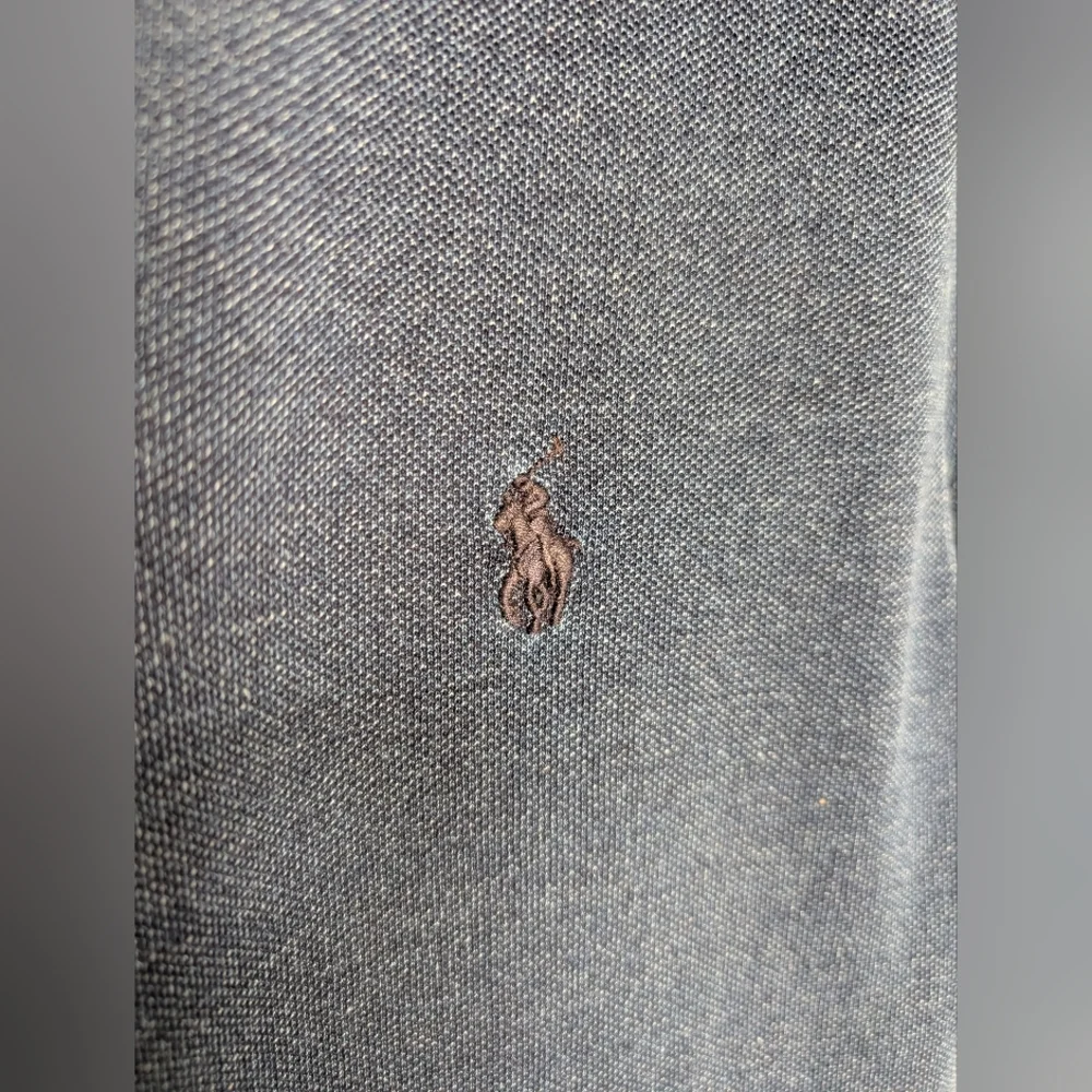 Ralph Lauren Denim Knit Textured Navy Short-Sleeve Polo